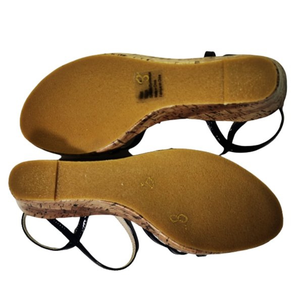 Jessica Wedges, Size 8 - Glossy Dark Blue sandals - Picture 2 of 8